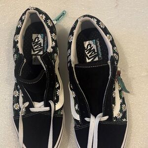 Vans Black and White Daisy Sneakers